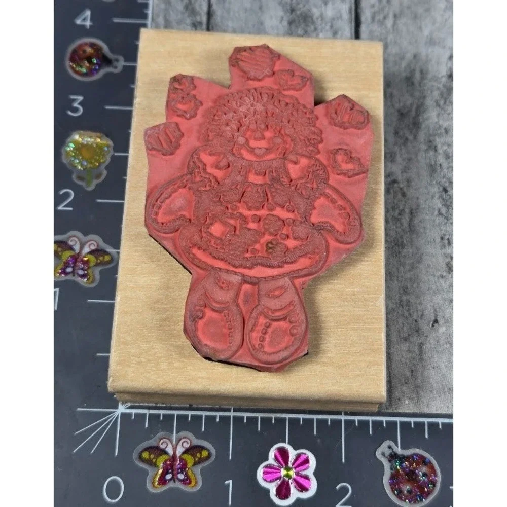 Stamp Affair Country Stitch Ragdoll Hearts Folk 1996 Rubber Stamp Wood #P47